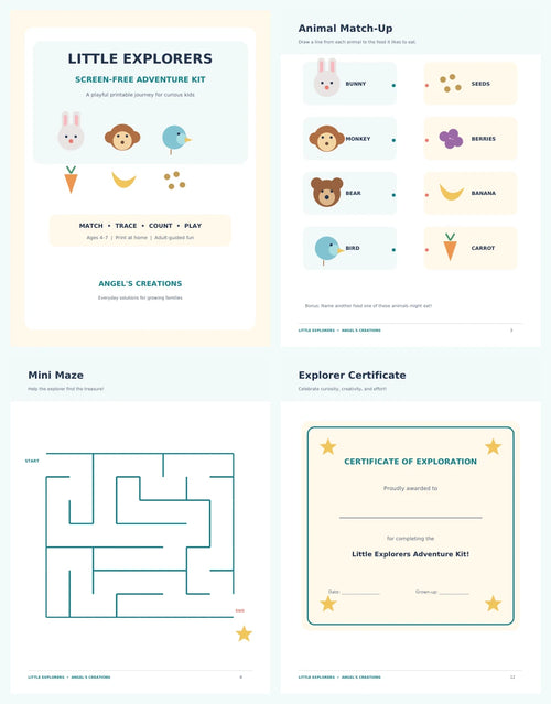 Little Explorers Screen-Free Adventure Kit | Printable Kids Activities Ages 4–7