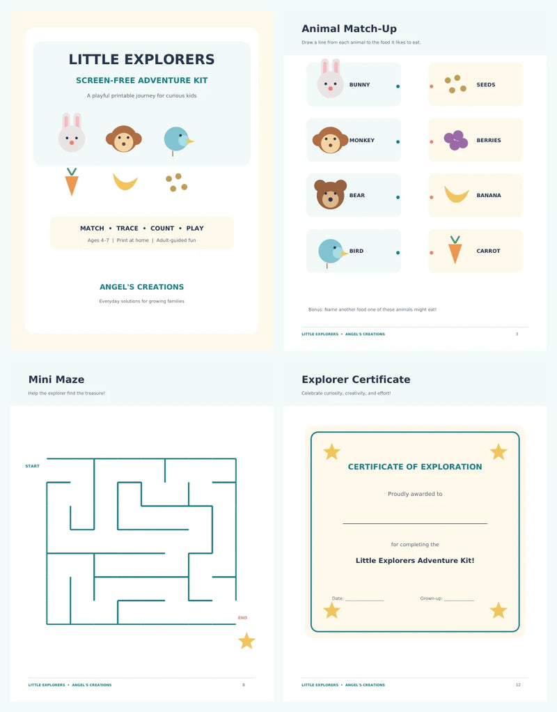 Little Explorers Screen-Free Adventure Kit | Printable Kids Activities Ages 4–7